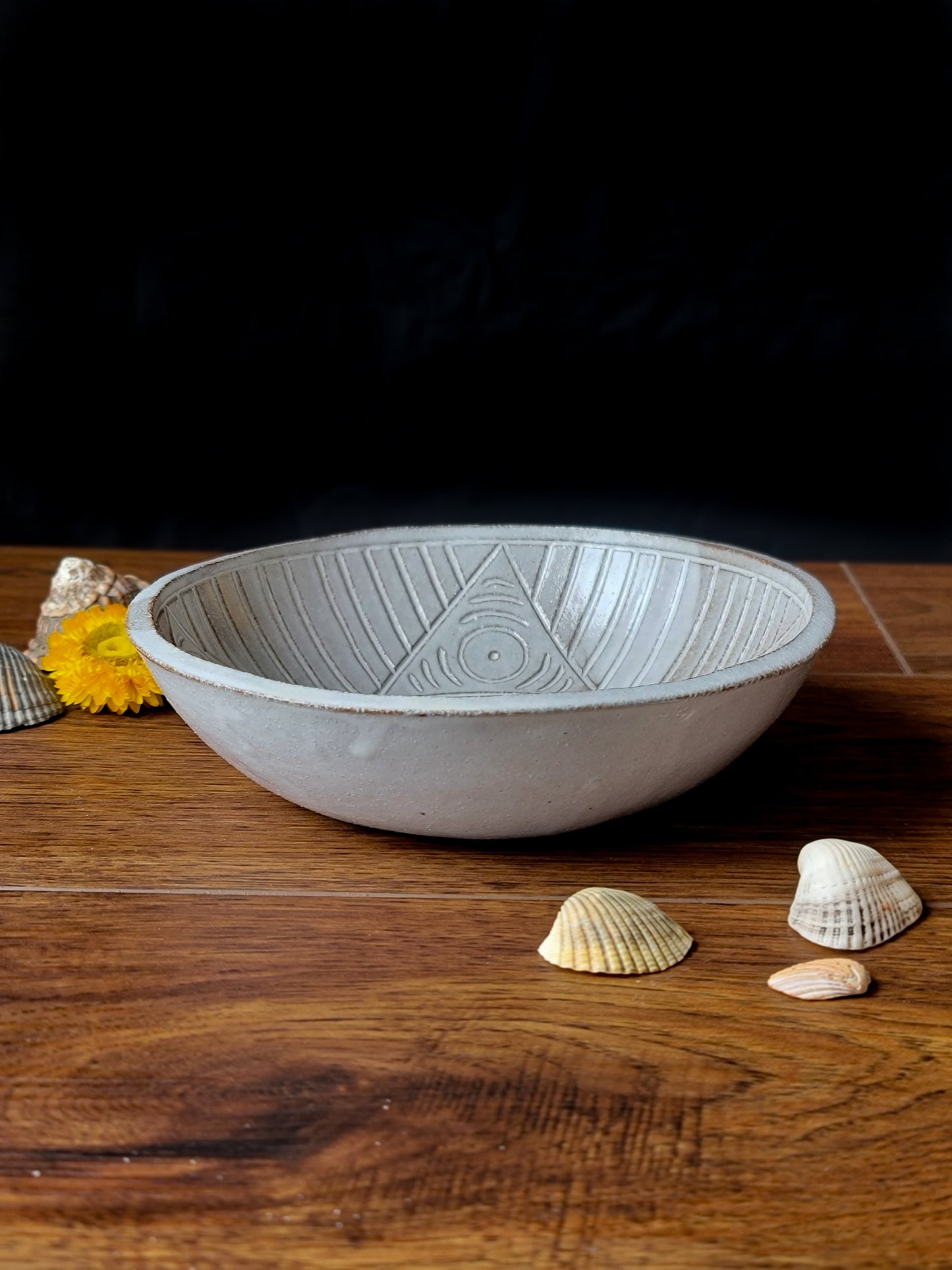 Stoneware Taino Inspired Bowl | Hand Carved Ceramic Bowl