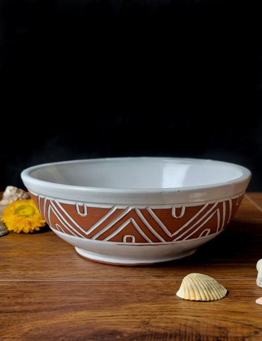 Taino Inspired Ceramic Bowl | Carved Bowl