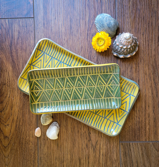 Taino Inspired Ceramic Tray Set | Stoneware Tray Set