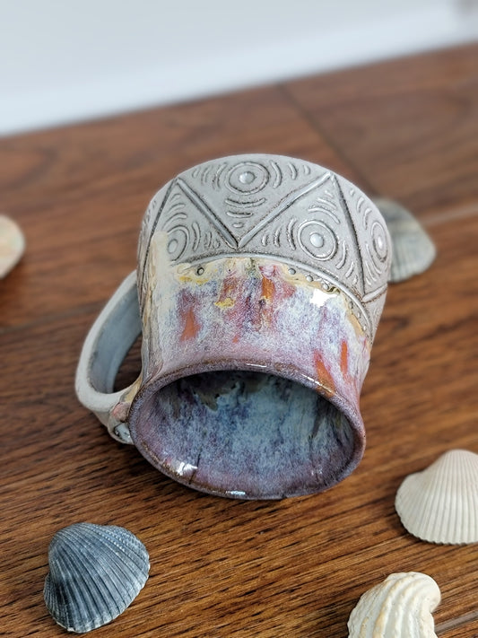 Taino Inspired Ceramic Mug | Hand Carved Stoneware Mug